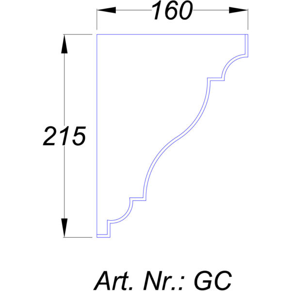 Schiță profil polistiren Austrotherm GC pentru cornișe